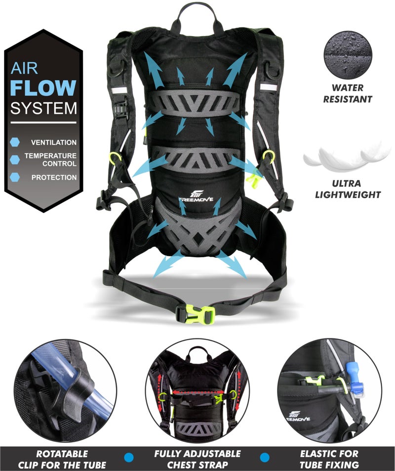 FREEMOVE Hydration Water Backpack 3in1 with 2L Bladder & Insulated Backpack Cooler Bag - a Complete Hydration Solution - Ideal Hydro Camel Back Pack for Hiking, Biking, Running, Cycling, MTB & Rave - Image 4